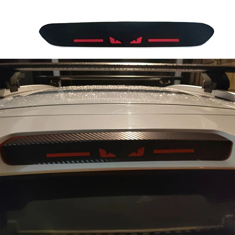 🔥 High-Position Car Brake Light Sticker - Durable PET Material, Carbon Fiber Look, Front-Paste Design,  Automotive Decals, for Vehicle Decoration & Safety, Vehicle Safety
